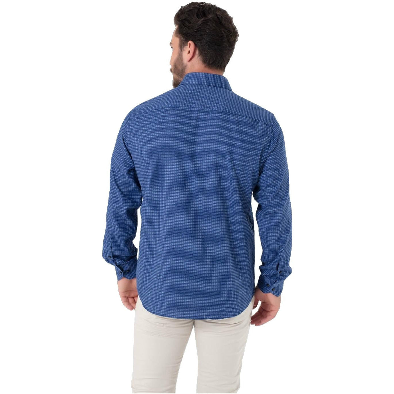 WB Excellent Overhemd Heren Regular Fit Blauw Patroon