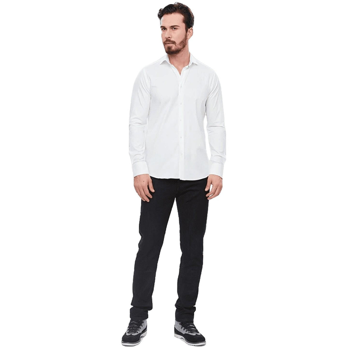 Netzbluse Shirt Johan Slimfit Weiß