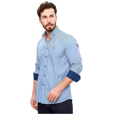 WB Basic Overhemd Regular Fit Donkerblauw Geruit