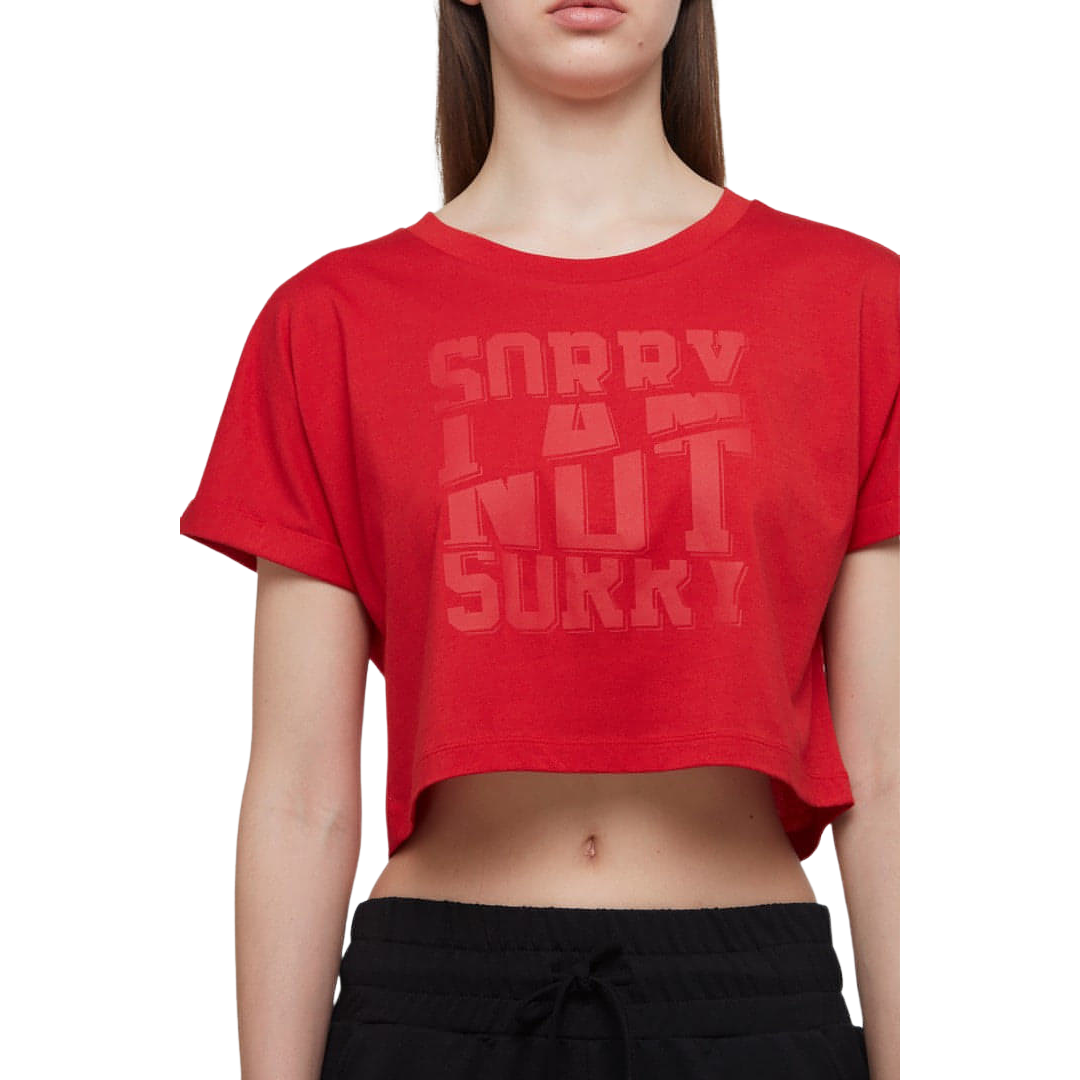 WB Comfy Dames Crop T Shirt Rood